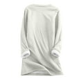 thumbnail image 4 of Fanxing Women's Sherpa Lined Sweatshirt 2025 Winter Warm Loose Plush Pullover Fuzzy Fleece Thermal Tops Crewneck Long Sleeve Lounge Top Beige,L, 4 of 5