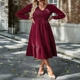thumbnail image 2 of Long Sleeve A-Line Dress with Ruffled Hem for Women Maternity, 2 of 9