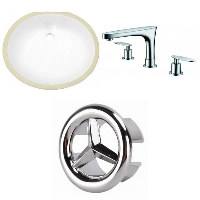 American Imaginations 19.5-in. W Oval Bathroom Undermount Sink Set In White - Chrome Hardware AI-26609