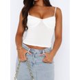 thumbnail image 3 of Faithtur Women Cami Tops Summer Slim Fit Spaghetti Strap Ribbed Crop Tops Low Cut Sleeveless Backless Bustier, 3 of 7