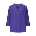 thumbnail image 4 of Blouses for women dressy casual Cotton and Linen Soft Clothing L Blue womens blouses, 4 of 4