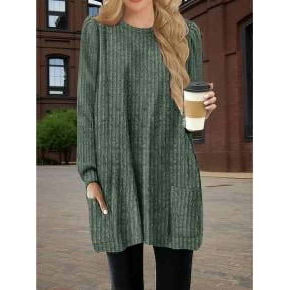 Long Sleeve Sweaters Shirts for Women Long Sweaters with Pockets