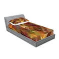 thumbnail image 2 of Ambesonne Colorful Fitted Sheet & Pillow Sham Set, Grid Mosaic Geometric, Twinxl, Brown and Marigold, 2 of 2