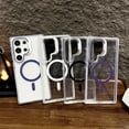 thumbnail image 3 of SaniMore for Samsung Galaxy S24 Ultra Phone Case, Anti-yellow Rugged PC Cover with Magnetic Wireless Charging Lens Protation Foldable Bracket Slim Lightweigt Shell for Samsung S24 Ultra, Purple, 3 of 9