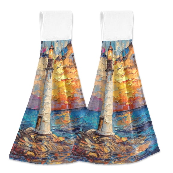 BZSMCE Hanging Hand Towels Fashion Beacon Of Hope Pattern 2-Pack - Velcro Style Bathroom Kitchen Towels