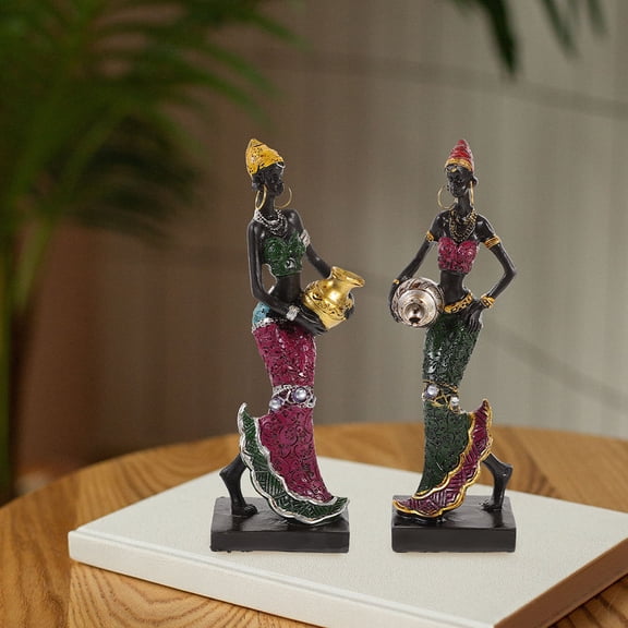 HONMEET African Style Resin Lady Statue Home Decor for Living Room, 1 Piece Figurine