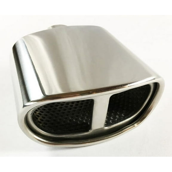 Exhaust Tip 2.25" Inlet 5.50 X 3.00" High 7.00" Lg Double Wall Rolled Oval Split Resonated Stainless Steel WSR55007-225-RS-SS Wesdon Exhaust Tip