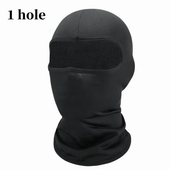 Chapeau de Protection Complète Noir Sans Trou pour Femmes Hommes Cs Balaclava Casquette Protection Solaire Uv Vélo Moto Masque de Ski Multi-Trous 1 Trou