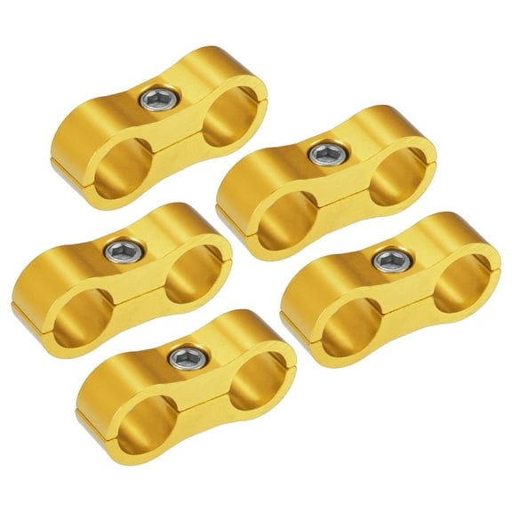 Unique Bargains 5 Pcs AN6 Hose Separator Clamps Fuel Line Connector for Oil Fuel Hose Replacement Gold Tone