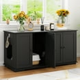 thumbnail image 6 of NARTRU Cat Wooden Double Litter Box Enclosure Furniture Cabinet for 2 Litter Boxes, Black, 6 of 8