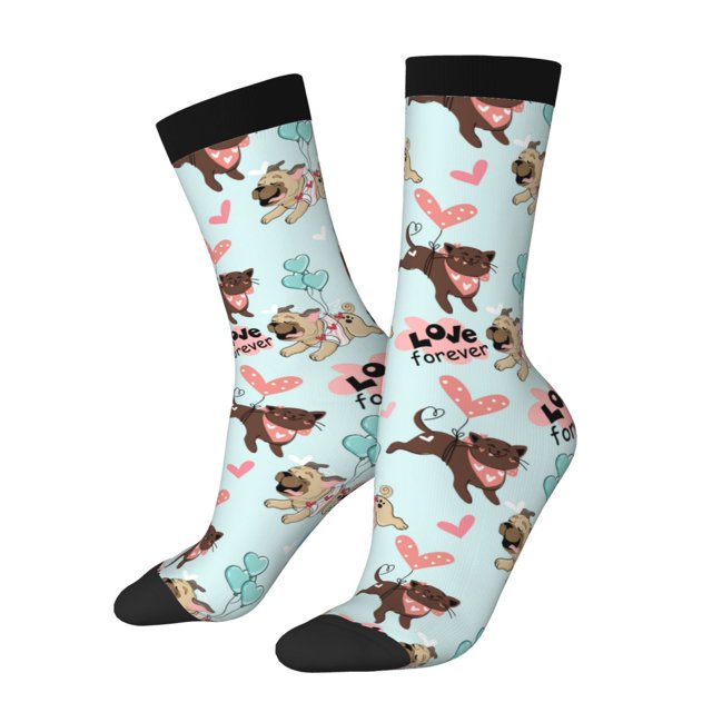 Balery Cute Pug Dogs Calcetas Largas con Estampado para Hombre y Mujer – Suaves y Transpirables, Talla Única (US 5-11)