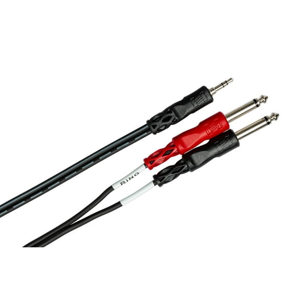 Cable de Conexión Estéreo Hosa Negro 3.5 mm TRS a Doble 1/4 Pulgada TS 91.50 cm 1-Pack