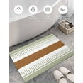 thumbnail image 5 of Shag Bath Rugs Bohemian Tribal Striped Sage Green Brown Plush Soft Fluffy Doormat Floor Carpet,Non-Slip Living Room Bedroom Kitchen Entryway Door Mats Vintage Farmhouse, 5 of 6