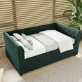 thumbnail image 6 of Green Velvet Tufted Daybed with Trundle - Twin Size, Wood Frame, Elegant Sofa Bed for Living Room or Guest Room. Versatile &amp; Stylish., 6 of 21