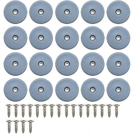 Deslizadores de teflón redondos para muebles, con tornillos, 20 unidades, deslizadores de teflón para muebles, deslizadores de teflón para clavar, 22 mm