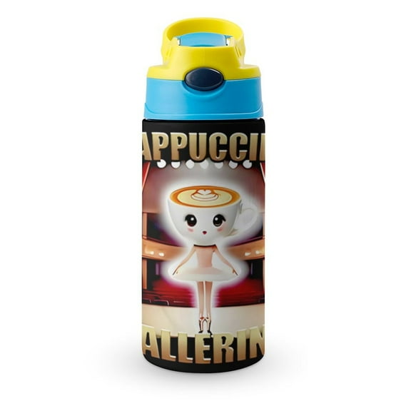 Ballerina Cappuccina Water Bottle with Straw Vacuum Insulated Stainless Steel Reusable Proof Water Cup Sports Insulated Kettle
