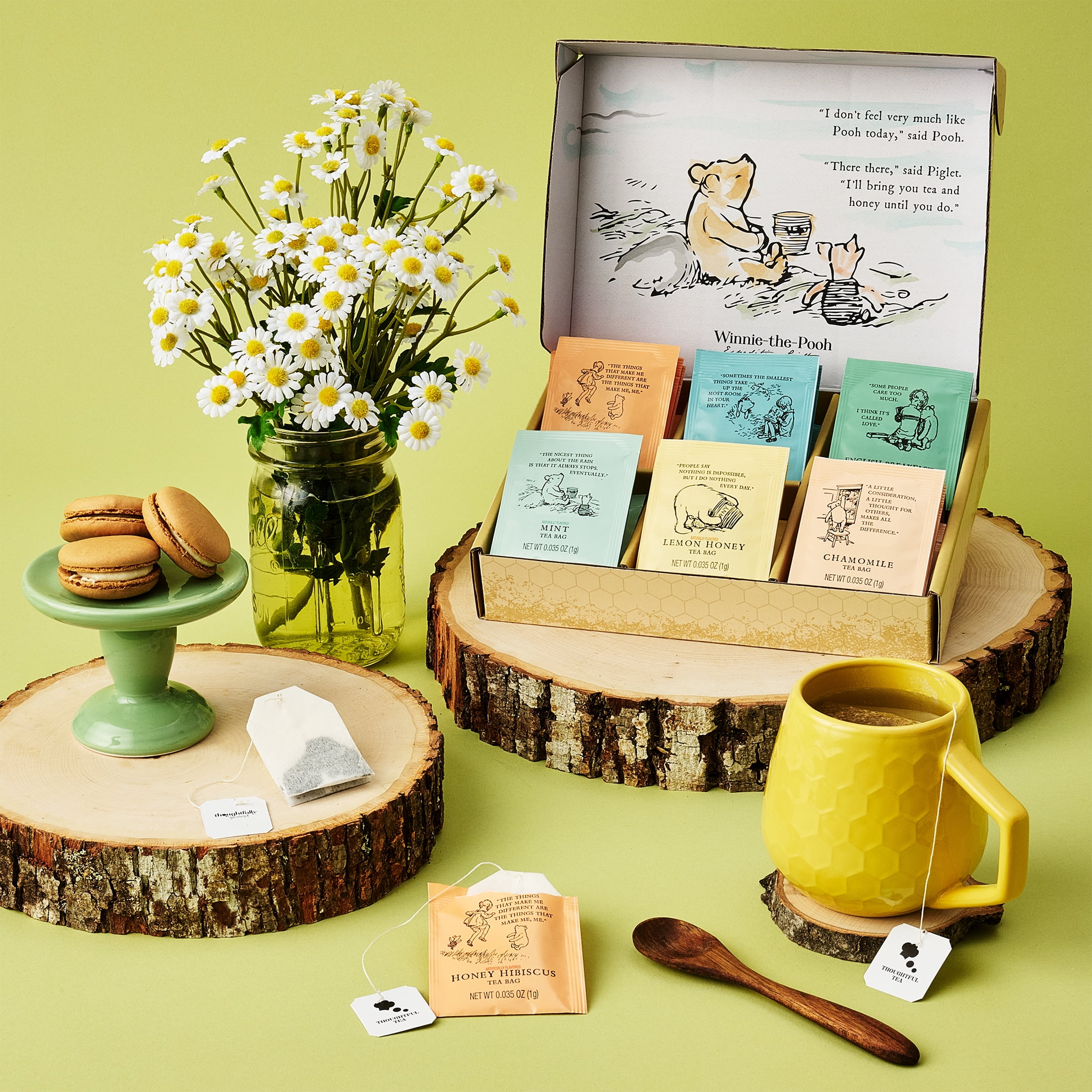Thoughtfully, Classic Winnie-the Pooh Tea Collection Gift Set, Includes 60 Premium Tea Bags with Nostalgic Quotes from A.A. Milne, 6 Flavors, Cozy Literary Tea Gift