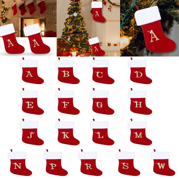 Zhaomeidaxi Monogram Embroidery Knitted Red Christmas Holiday Stocking Letters Merry Christmas Red Socks Festive Gift Bag Window Sill Chimney Decoration G 1Pcs