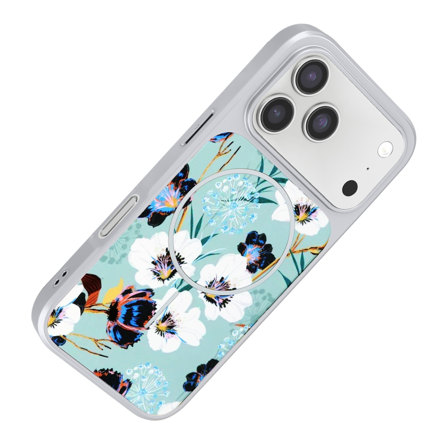 Dual Layer Flower Design Magsafe Cases for iPhone 17 Pro Max - Green