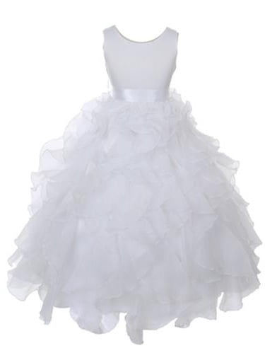 white ruffle flower girl dress