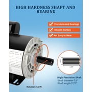 5HP Air Compressor Motor Single Phase Electric Motor 3450RPM 208V-230V 7/8Shaft Diameter, CCW 56HZ Frame, 2Pole