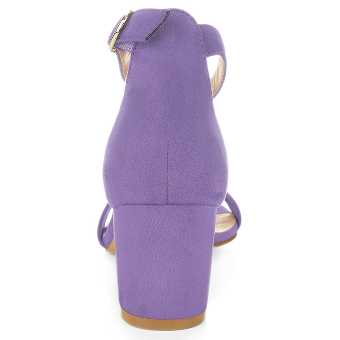 DARING DIVA Women's Open Toe Block Heel Ankle Strap Sandals Purple 7