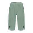 thumbnail image 4 of vigerkar Women's Casual Summer Bermuda Shorts Side Split Button Deco Knee Length Long Shorts with Pockets, Dressy High Waisted Work & Beach Outfits (Light Green, XXL), 4 of 8