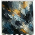 thumbnail image 4 of Abstract Modern Contemporary Brushwork Style Oil Painting Printing, Cloth Bathroom Decoration Set Hooks, Blue Gray Dark Gray Orange, 12 Hooks, 4 of 5