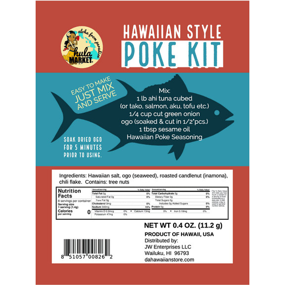 Hula Market Hawaiian Poke Kit with Seasoning Mix and Dried Ogo
