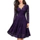 thumbnail image 2 of SAYOO Vestido floral de encaje femenino, falda de manga larga sólida con cuello en forma de V y cintura alta SAYOO  moda, 2 of 6