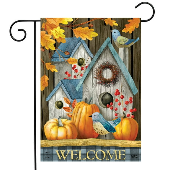 Briarwood Lane Rustic Fall Birdhouse Welcome Garden Flag