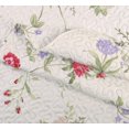 thumbnail image 2 of Marina Decoration Rich Printed Embossed Pinsonic Coverlet Bedspread Ultra Soft Bedding Summer Quilt Set with Shams, Light Floral Pattern Pink Green Red Purple Cream Color, 2 of 7