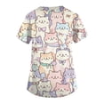 thumbnail image 6 of Kixjoy Scrub Tops Women Oversized Short Sleeve V Neck Nurse Scrubs Animal Printed Stretchy Medical Tops Casual Lightweight Womens Blouses with Pockets, Beige 2XL, 6 of 6