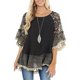 thumbnail image 4 of VISgogo Blusa de media manga para mujer, tops holgados de cuello redondo con estampado floral de leopardo, camisa informal de estilo simple VISgogo moda, 4 of 7