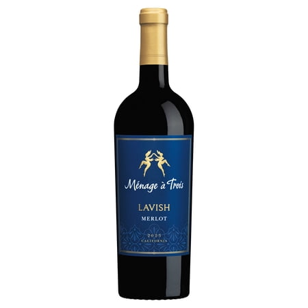 Menage a Trois Lavish Merlot California Red Wine, 750 ml Glass Bottle, 13.8% ABV