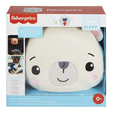 Fisher-Price Lights & Lullabies Polar Bear Soother Crib-Attach Baby Sound Machine with Music, Infant