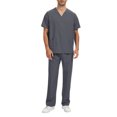 thumbnail image 4 of Homeyce Scrubs for Men Set V Neck Top and Scrub Pants Set Stretch Nursing Uniform Casual Workwear Scrubs with Pockets,Gray L, 4 of 6