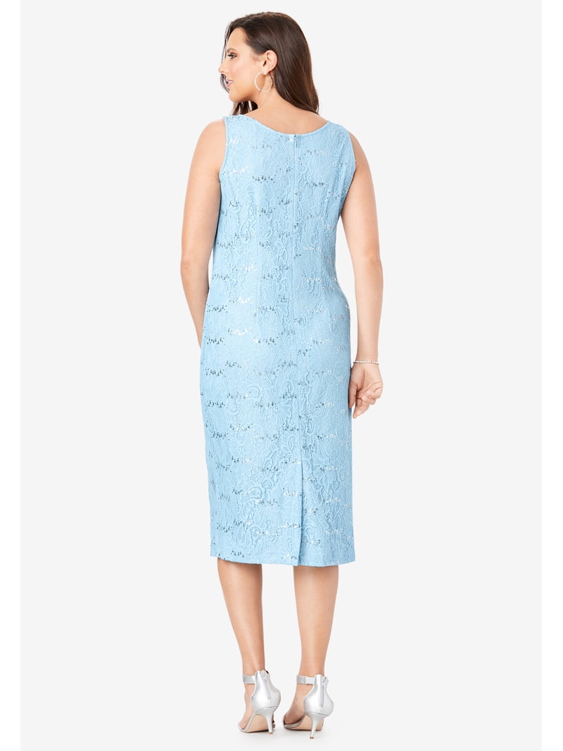 Roaman's Women's Plus Size 3/4 Sleeve Formal Duster Sequin Embellished Lace Dress Set - Walmart.com Roaman's Women's Plus Size 3/4 Sleeve Formal Duster Sequin Embellished Lace Dress Set - Walmart.com