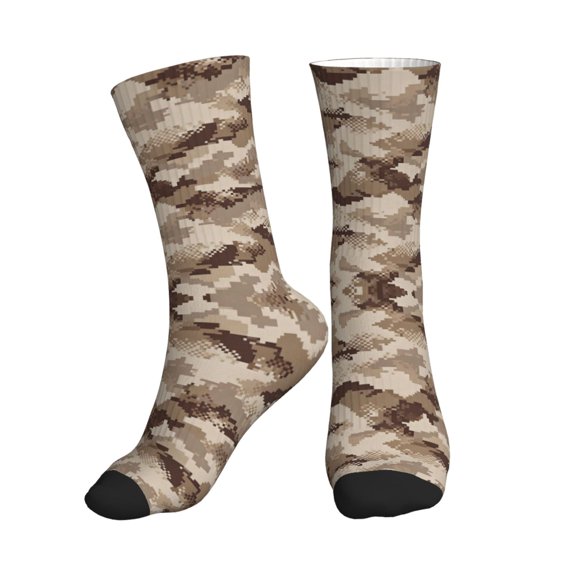 Men's Desert Digital Camouflage Novelty Athletic Socks Women's Digital Printing Funky Patterned Crew Socks