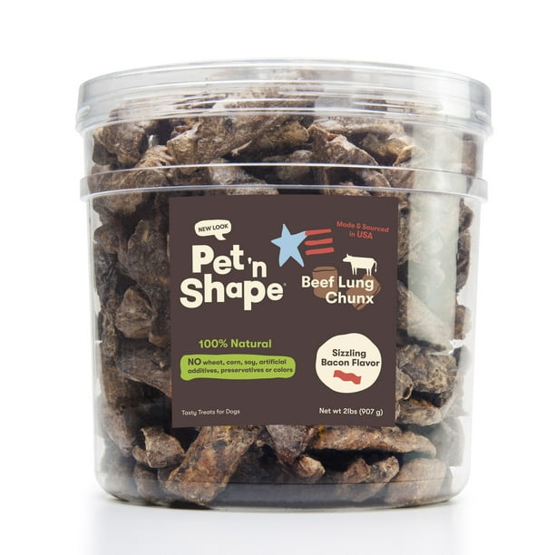 Pet 'n Shape AllNatural Beef Lung Chunx, Sizzling Bacon Flavor, 2 lbs