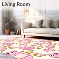thumbnail image 2 of ODIKA 3'x5' Machine Washable Non-Slip Area Rug, Kawaii Farm Dairy Animal Spotted Art High Traffic Rug with Pad, Pink, 681343, 2 of 8