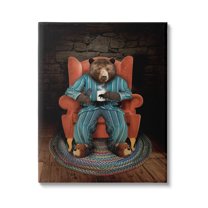Bed Time Bear Relaxing Portrait Animals & Insects Graphic Art Gallery Wrapped Canvas Print Wall Art