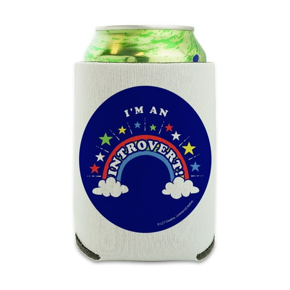 I'm an Introvert Rainbow Funny Humor Can Cooler - Drink Sleeve Hugger Collapsible Insulator - Beverage Insulated Holder