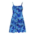 thumbnail image 5 of Nmnitkp Girl Dresses Boho Dress for Girls Floral Dress Tie Back Flutter Sleeves Casual Summer Dress Blue,120, 5 of 7