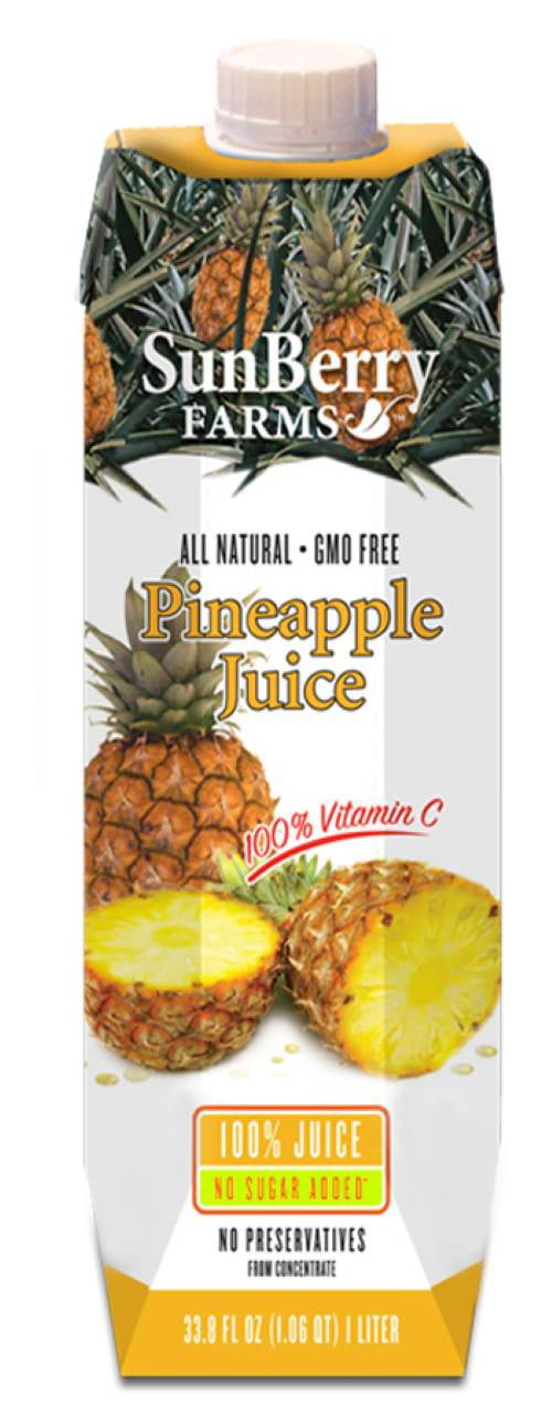 Sunberry Farms 100 Percent Pineapple Juice, 33. 8 Fluid Ounce 12 per
