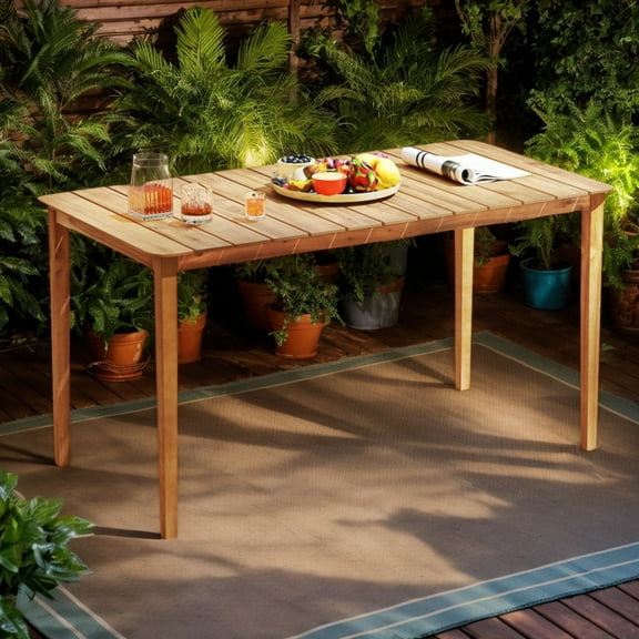 GVN Patio Dining Tables,Patio Tables,Rectangular Outdoor Dining Table Acacia Wood for 4-6 People