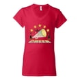 thumbnail image 2 of Wild Bobby All Star Cheerleading Megaphone Girl Sports Women Standard V-Neck Tee, Red, XX-Large, 2 of 5