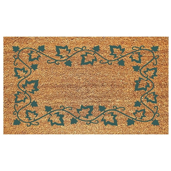 DeCoir 77FLIBG627 Non-Slip Door Mat, 16 in L, 27 in W, Ivy Border Pattern, Green/Tan