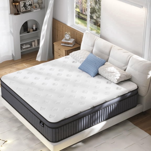 DAYBYI Queen Mattress 14 Inch Hybrid Queen Size Mattress in a Box, Medium Firm Memory Foam Mattress, with Individual Pocket Springs, Upgrade Zoned Support, Motion Isolation&Pressure Relief, CertiPUR-