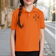 thumbnail image 2 of XQYLOS Tween Boys Girls Aestheti𝐜 Lapel Neck Shirt Short Sleeve Cross Print Tennis School 𝐔niform Collared Tops, 2 of 8